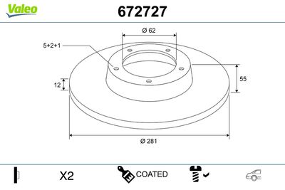 Brake Disc VALEO 672727