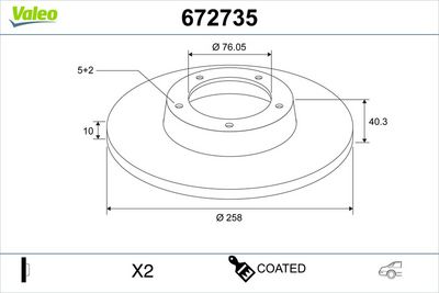 Brake Disc VALEO 672735
