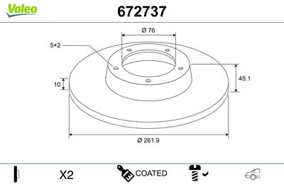 Brake Disc VALEO 672737