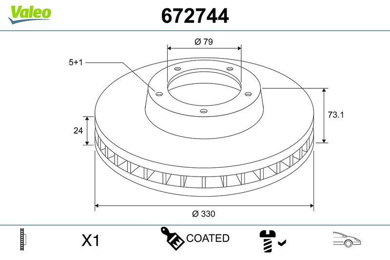 VALEO 672744 Brake Disc
