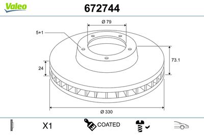 Brake Disc VALEO 672744