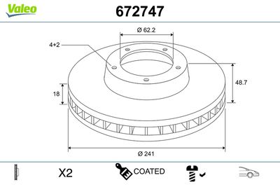 Brake Disc VALEO 672747