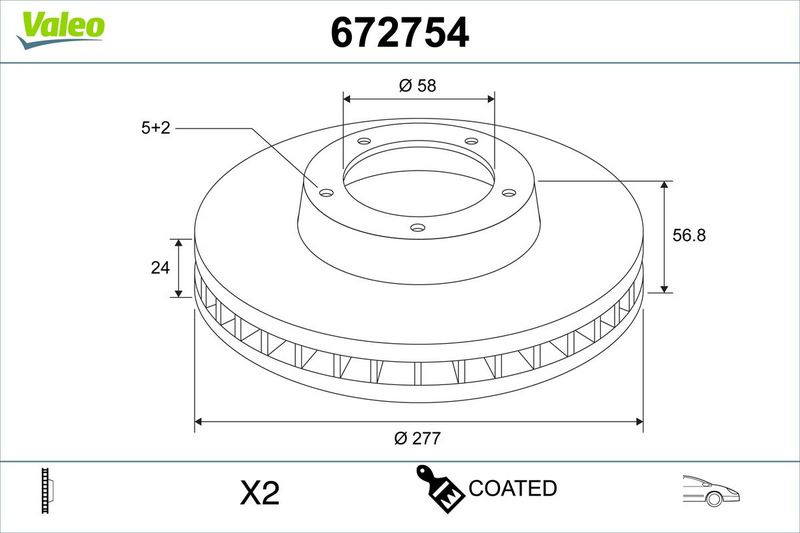 VALEO 672754 Brake Disc