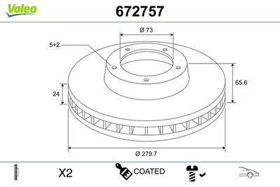 Brake Disc VALEO 672757