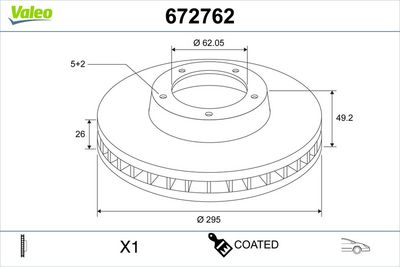 Brake Disc VALEO 672762