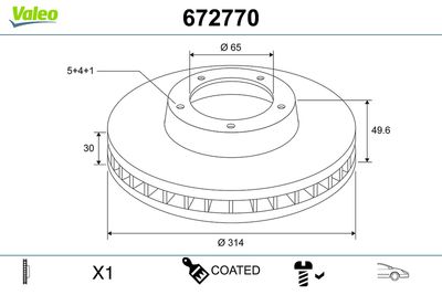 Brake Disc VALEO 672770