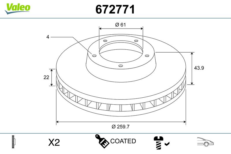 VALEO 672771 Brake Disc