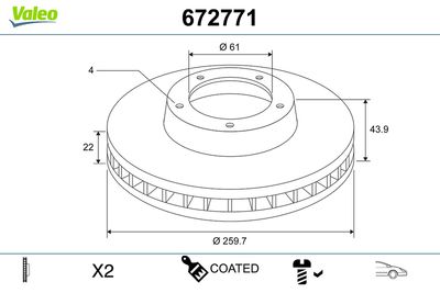 Brake Disc VALEO 672771