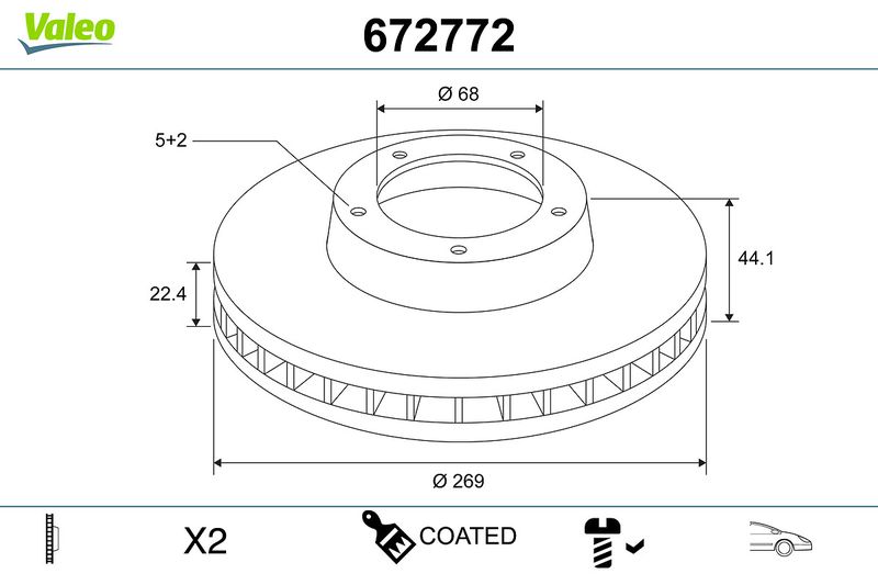 VALEO 672772 Brake Disc