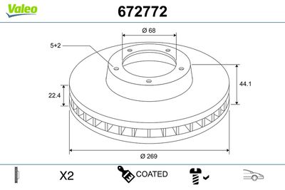 Brake Disc VALEO 672772