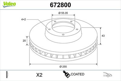 Brake Disc VALEO 672800