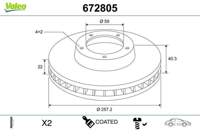 VALEO 672805 Brake Disc