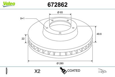 Brake Disc VALEO 672862