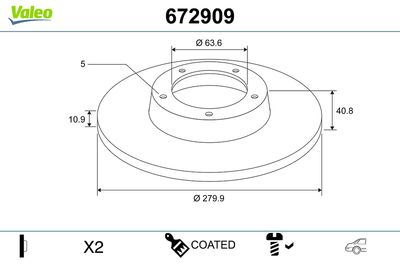 Brake Disc VALEO 672909
