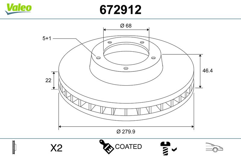 VALEO 672912 Brake Disc