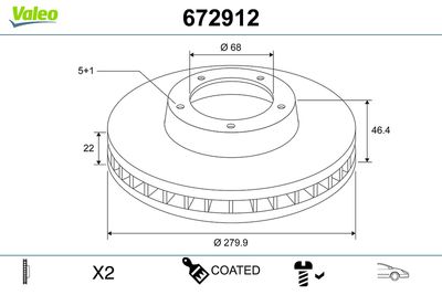 Brake Disc VALEO 672912