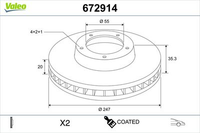 Brake Disc VALEO 672914