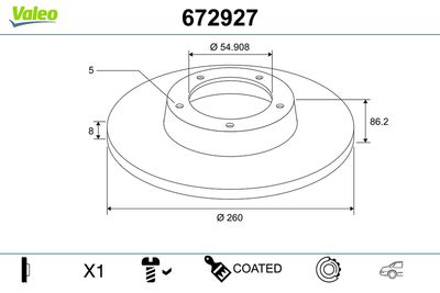 Brake Disc VALEO 672927