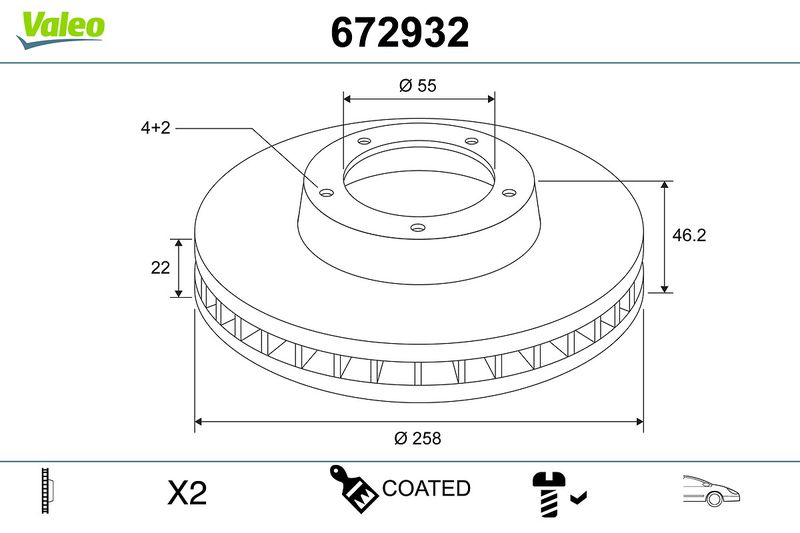 VALEO 672932 Brake Disc