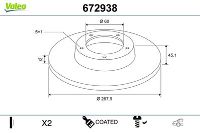 Brake Disc VALEO 672938