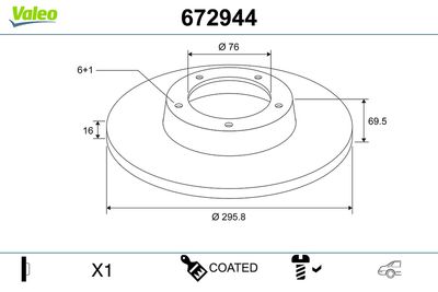 Brake Disc VALEO 672944