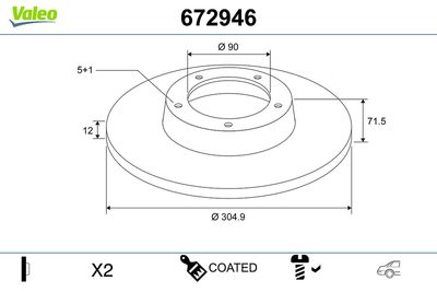 Brake Disc VALEO 672946