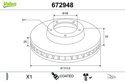 Brake Disc VALEO 672948