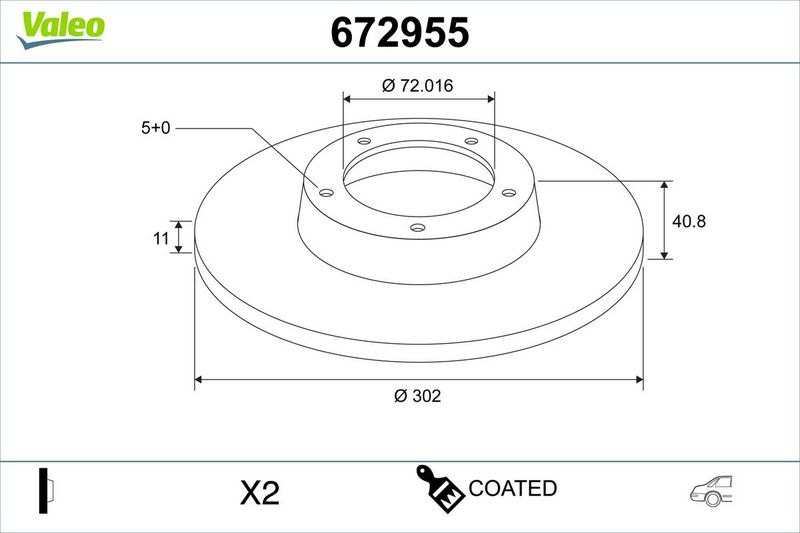 VALEO 672955 Brake Disc