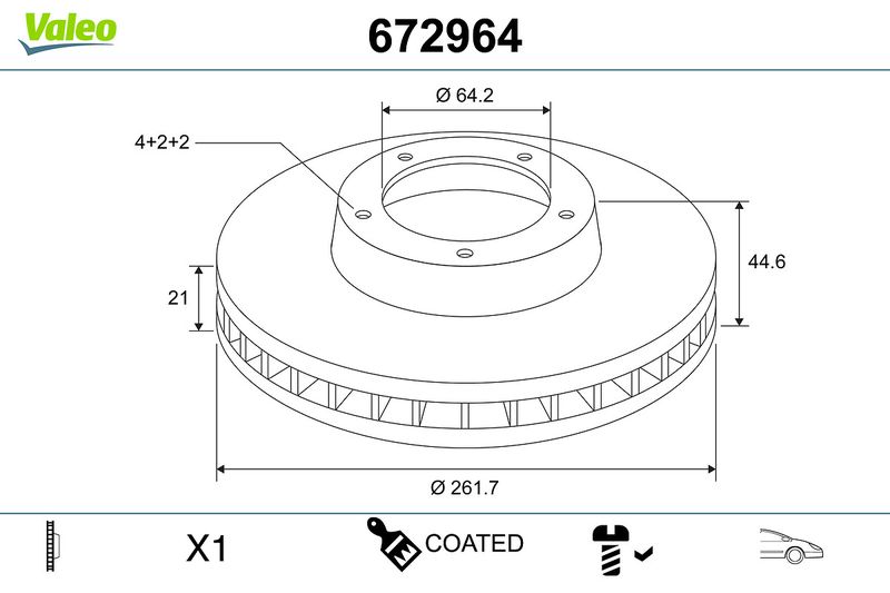 VALEO 672964 Brake Disc