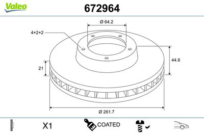 Brake Disc VALEO 672964
