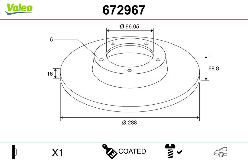 VALEO 672967 Brake Disc