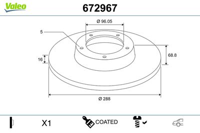 Brake Disc VALEO 672967
