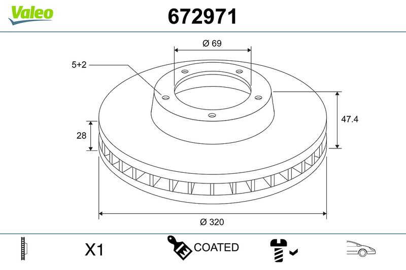 VALEO 672971 Brake Disc