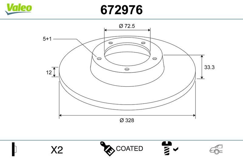 VALEO 672976 Brake Disc