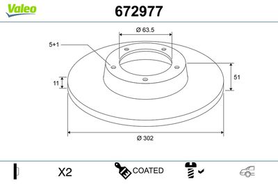 Brake Disc VALEO 672977