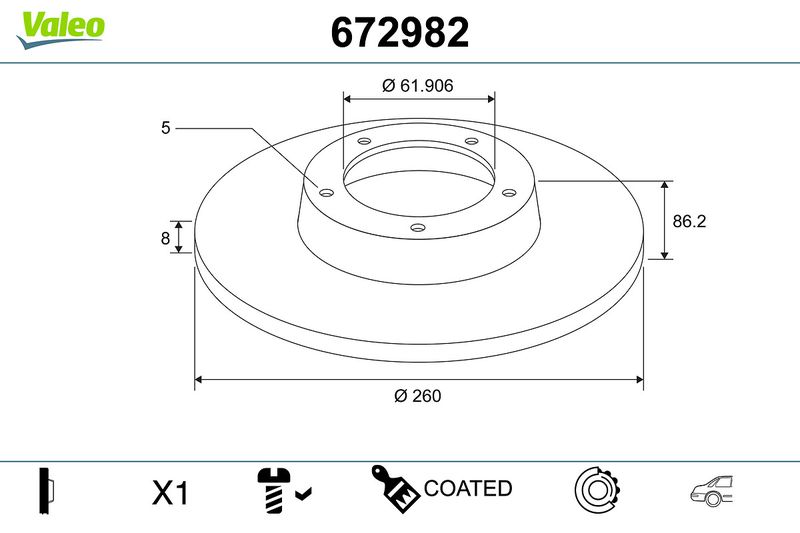 VALEO 672982 Brake Disc