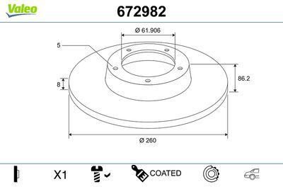 Brake Disc VALEO 672982