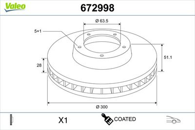 Brake Disc VALEO 672998