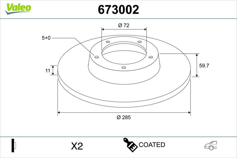 VALEO 673002 Brake Disc