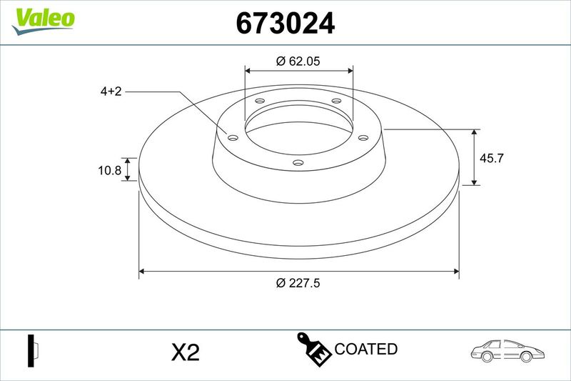 VALEO 673024 Brake Disc