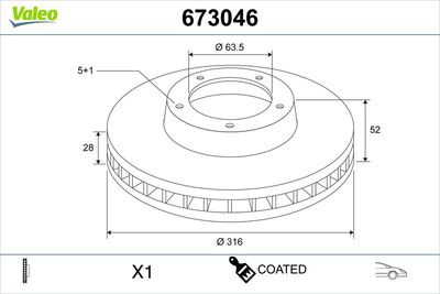 Brake Disc VALEO 673046