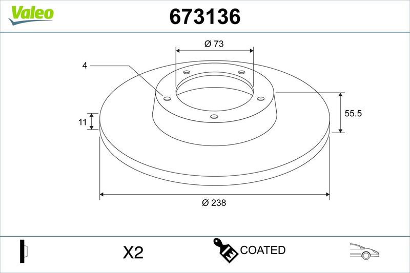 VALEO 673136 Brake Disc