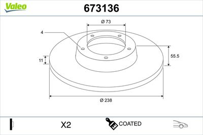 Brake Disc VALEO 673136