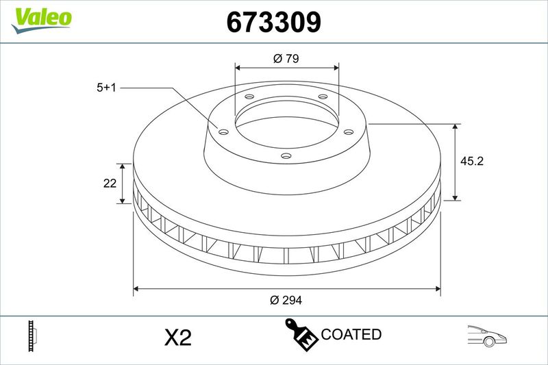 VALEO 673309 Brake Disc