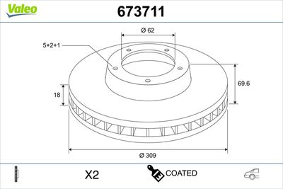 Brake Disc VALEO 673711