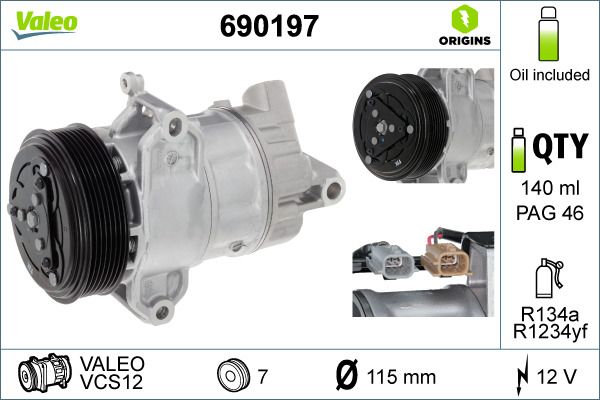 VALEO 690197 Compressor, air conditioning