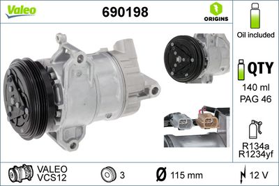 Compressor, air conditioning VALEO 690198