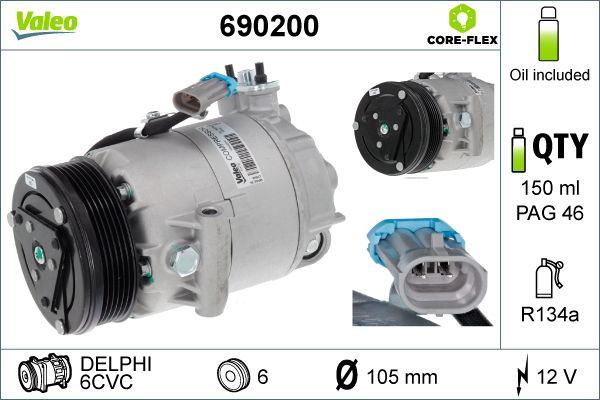 VALEO 690200 Compressor, air conditioning