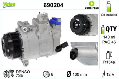 Compressor, air conditioning VALEO 690204