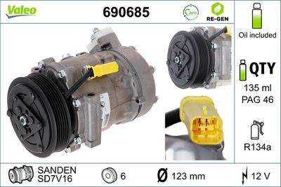 Compressor, air conditioning VALEO 690685